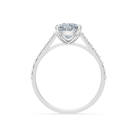 Cushion Lab Grown Diamond Slim Pave Eternity Ring 2.0ct by Qutahia Jewellery