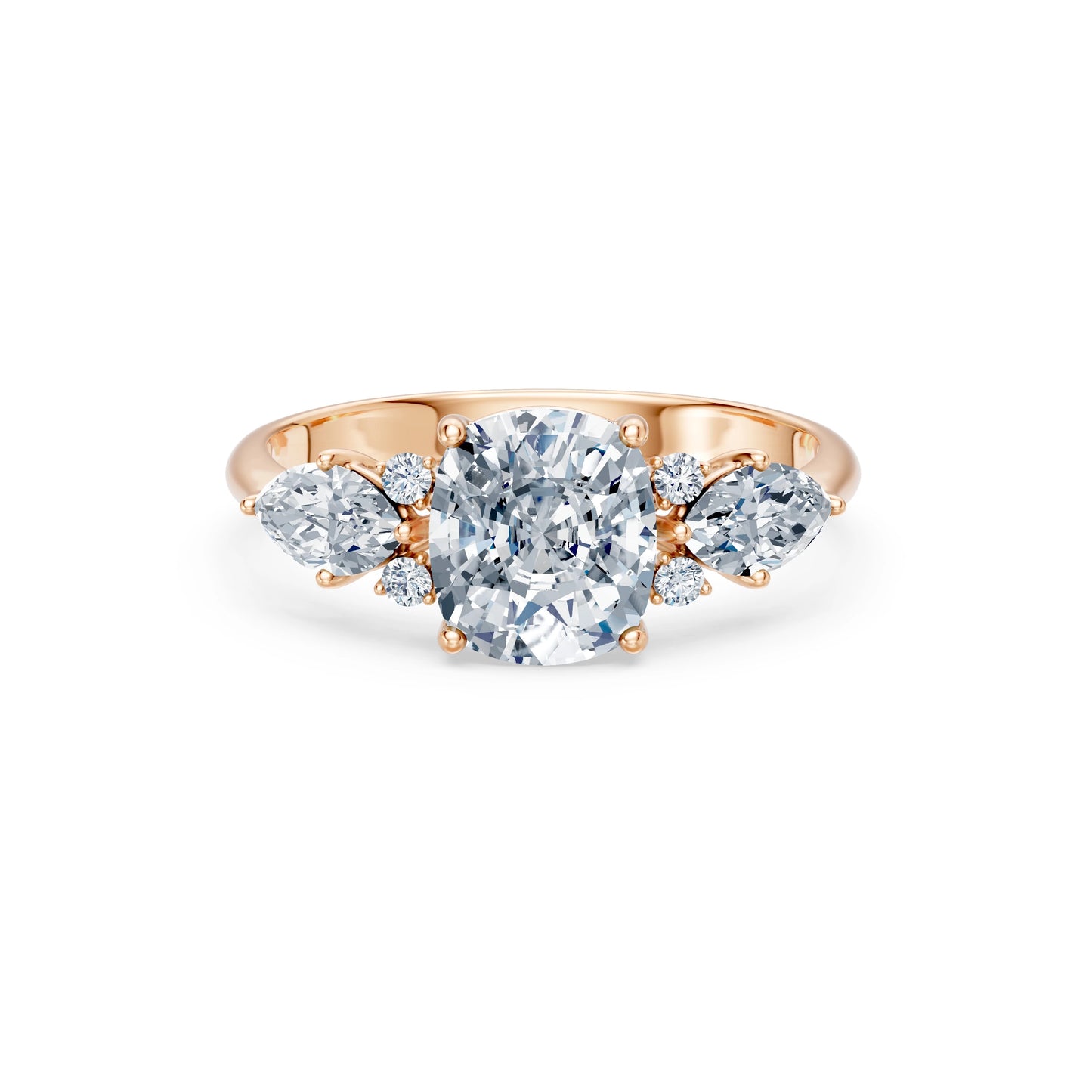 Cushion Lab Grown Diamond Side Stone Eternity Ring 2.0ct by Qutahia Jewellery