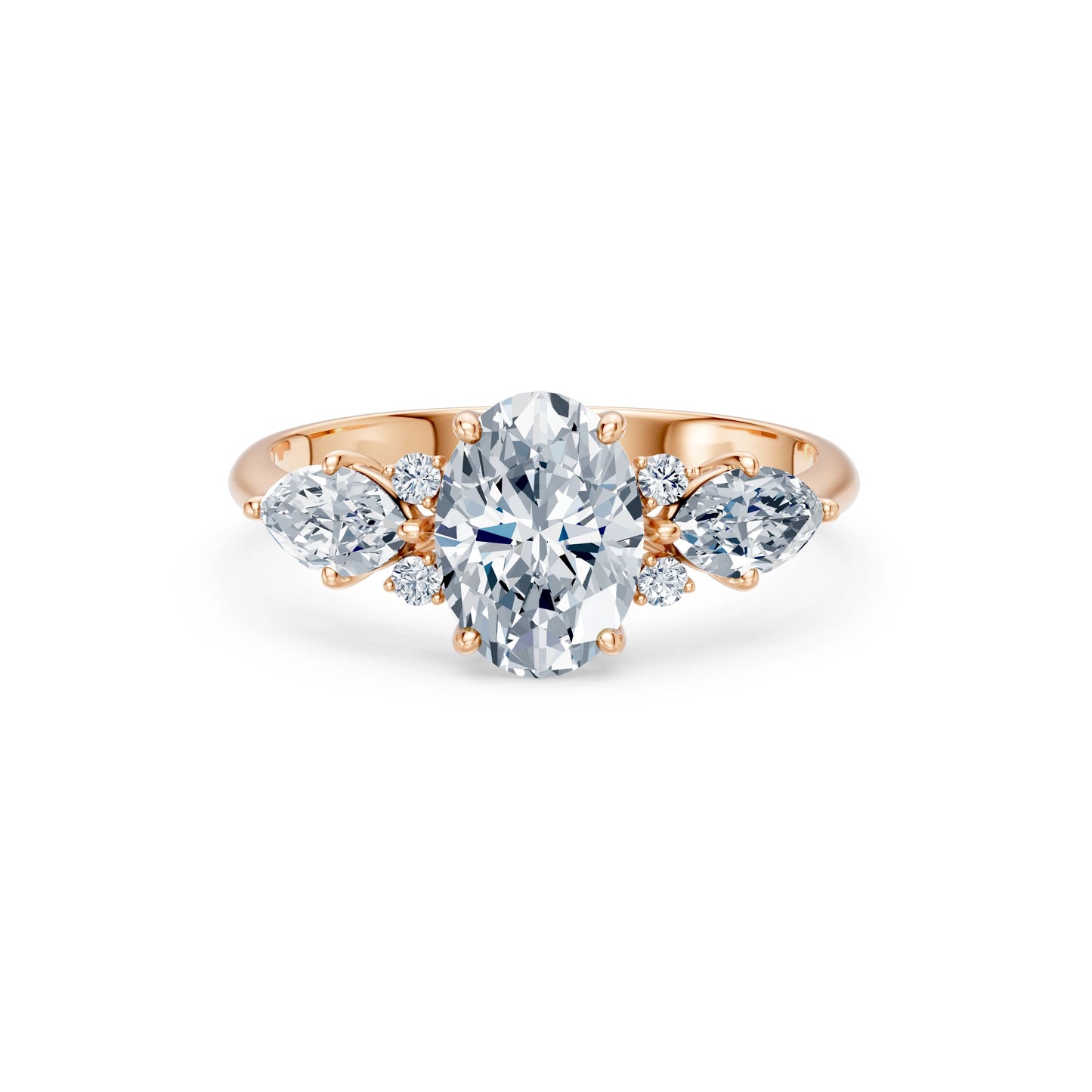 Oval Lab Grown Diamond Side Stone Eternity Ring 1.5ct by Qutahia Jewellery