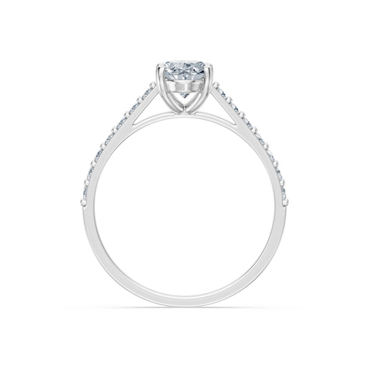 Oval Lab Grown Diamond Slim Pave Eternity Ring 1.0ct by Qutahia Jewellery