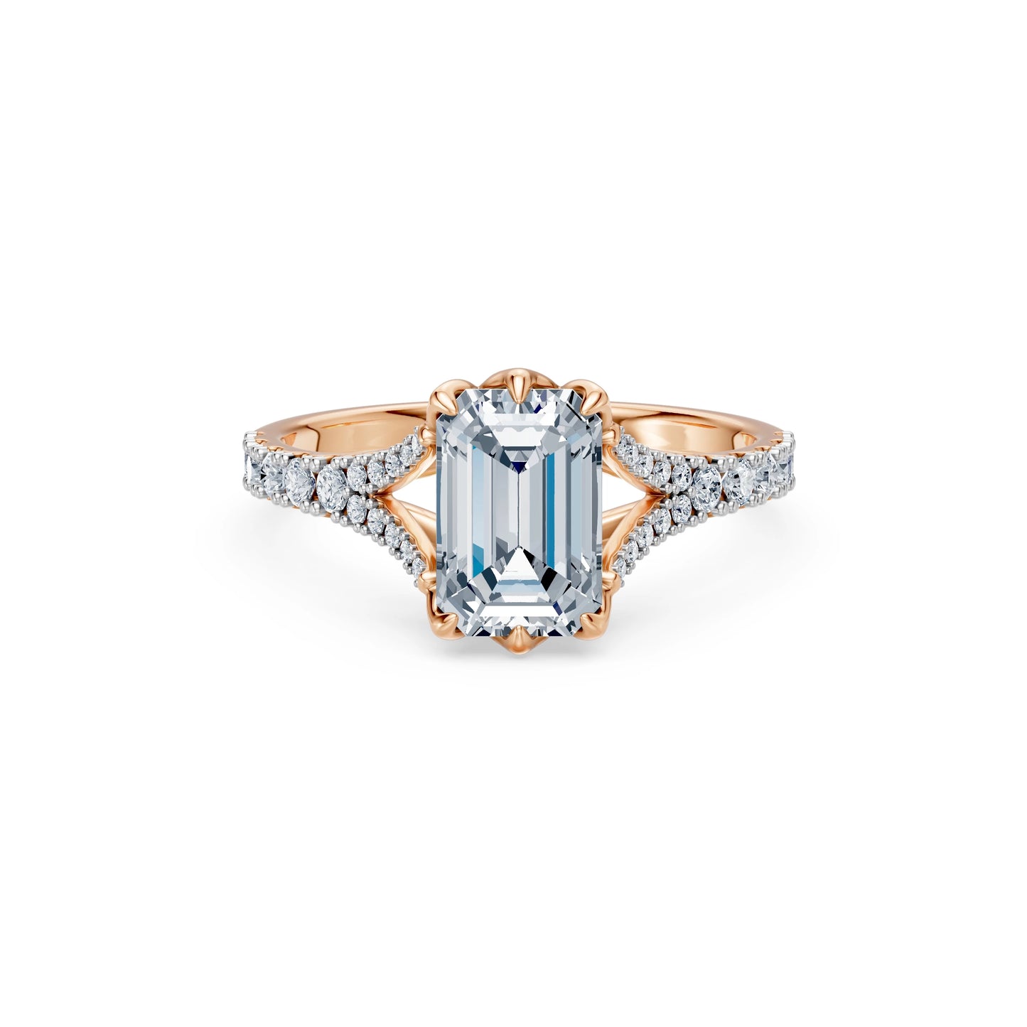Emerald Lab Grown Diamond Micro Pave Eternity Ring 2.0ct by Qutahia Jewellery