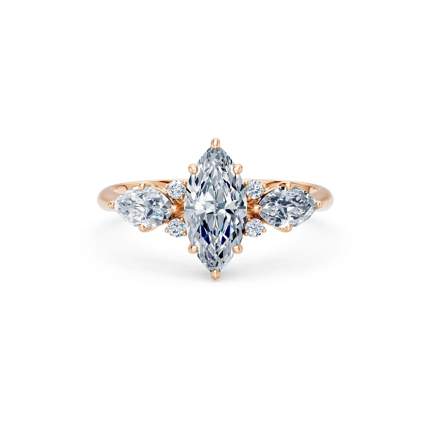 Marquise Lab Grown Diamond Side Stone Eternity Ring 1.0ct by Qutahia Jewellery