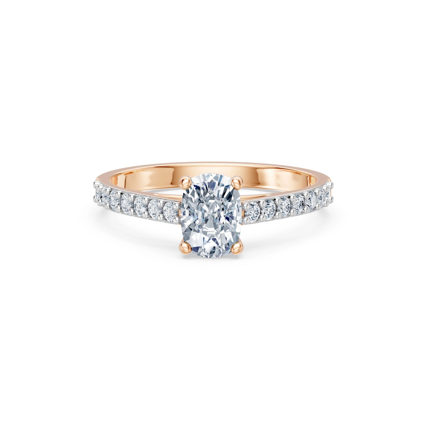 Cushion Lab Grown Diamond Slim Pave Eternity Ring 1.0ct by Qutahia Jewellery