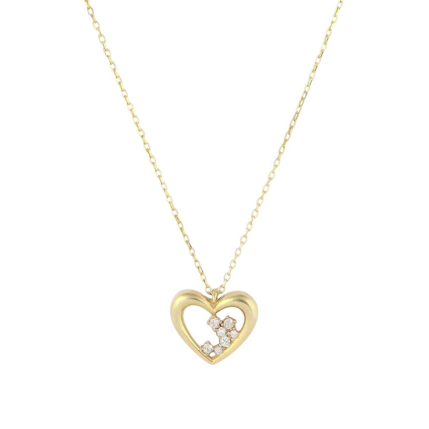 Dainty heart necklace gold in solid 14k gold by Qutahia Jewelry.