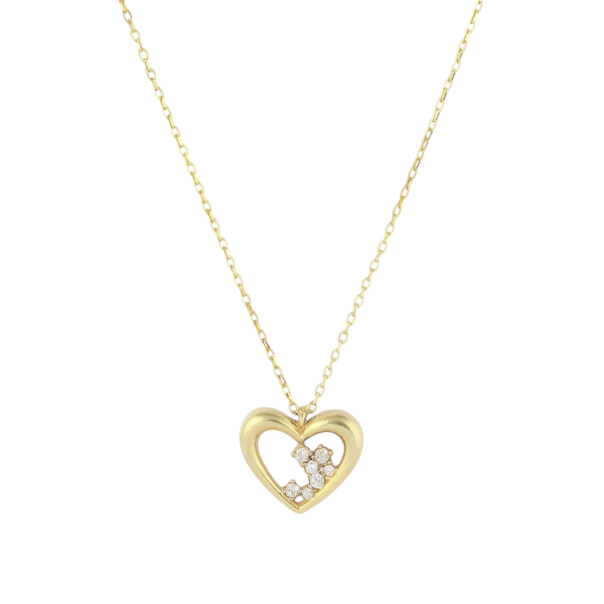 Dainty heart necklace gold in solid 14k gold by Qutahia Jewelry.