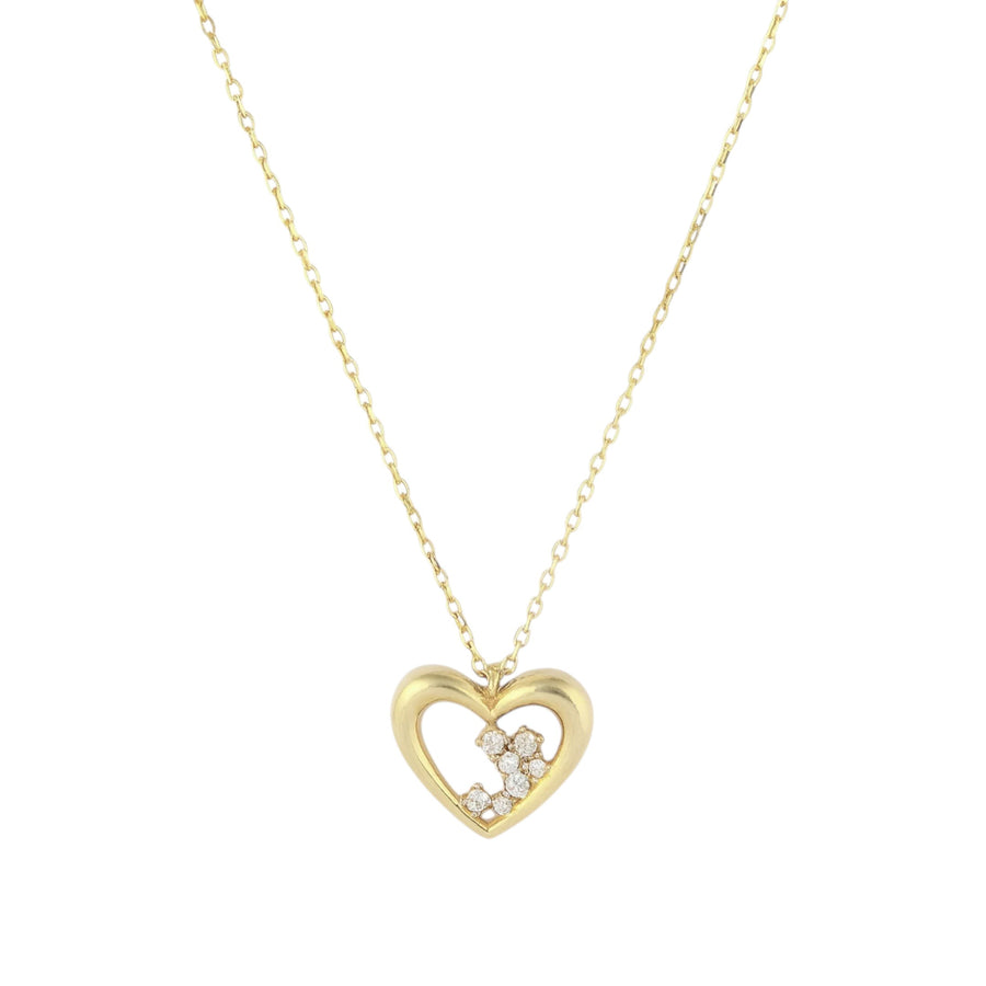 Dainty heart necklace gold in solid 14k gold by Qutahia Jewelry.