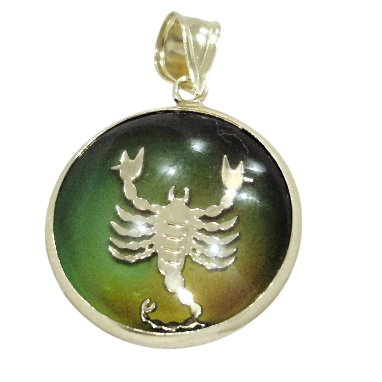14K Scorpio Gold Zodiac Pendant | Changing Colour Mood Stone | Qutahia Jewellery