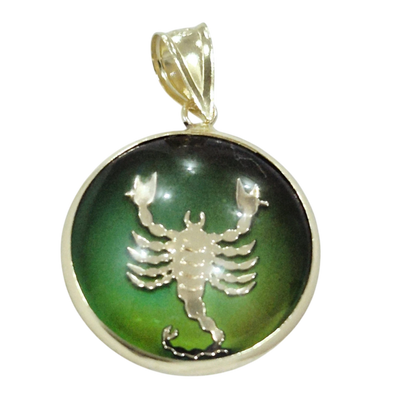 14K Scorpio Gold Zodiac Pendant | Changing Colour Mood Stone | Qutahia Jewellery