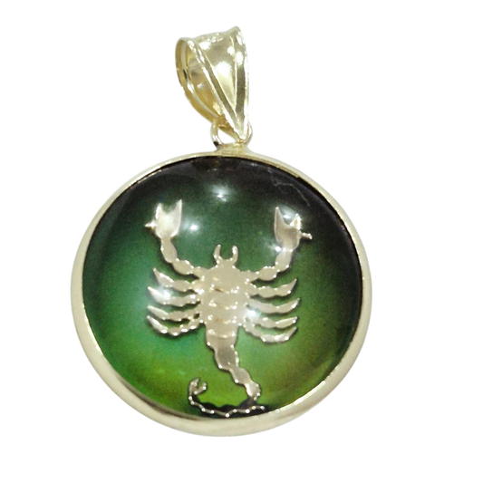 14K Scorpio Gold Zodiac Pendant | Changing Colour Mood Stone | Qutahia Jewellery