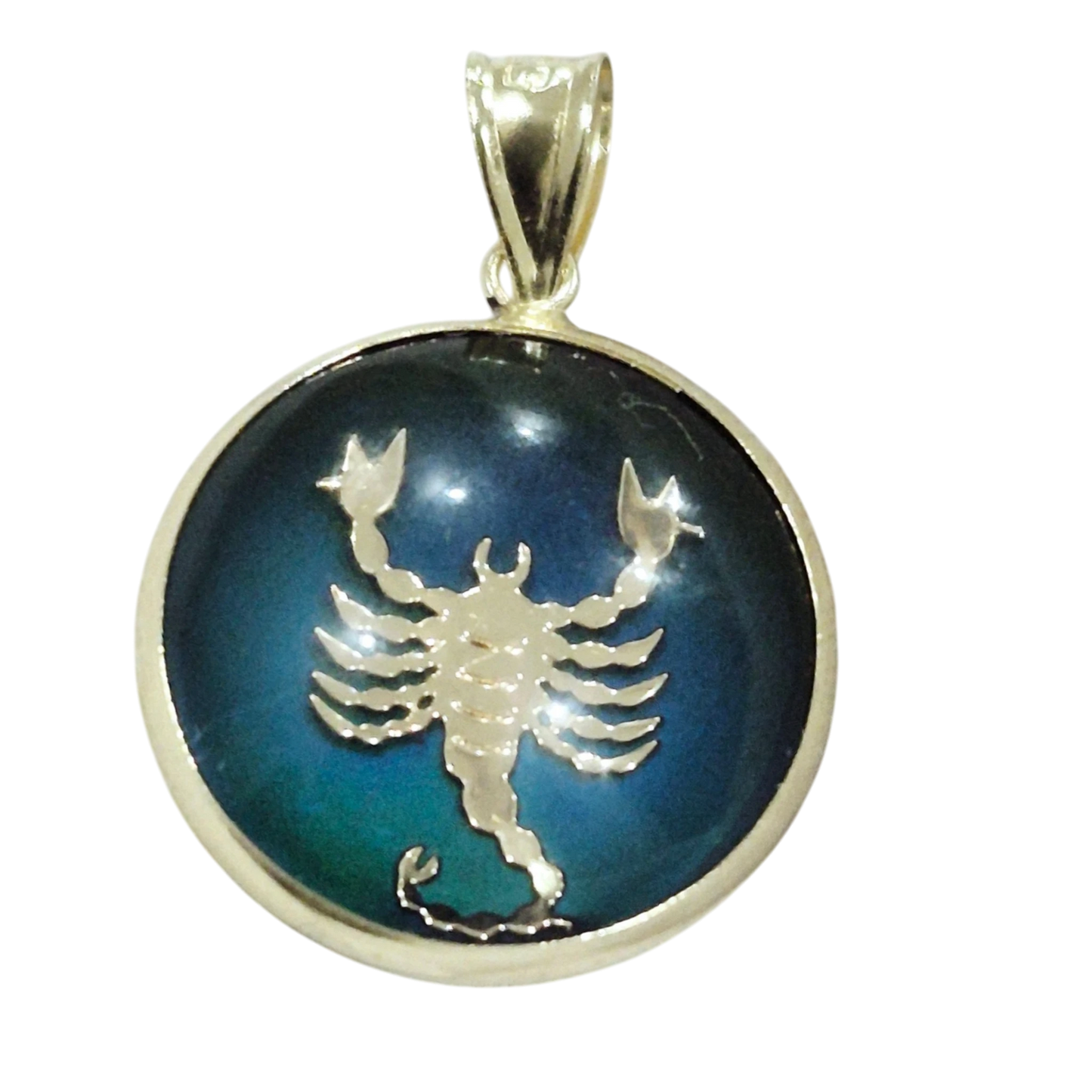 14K Scorpio Gold Zodiac Pendant | Changing Colour Mood Stone | Qutahia Jewellery