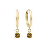 Hypoallergenic 14k Gold Earrings Huggies with Solitaire Gemstones for Women by Qutahia Jewelry.