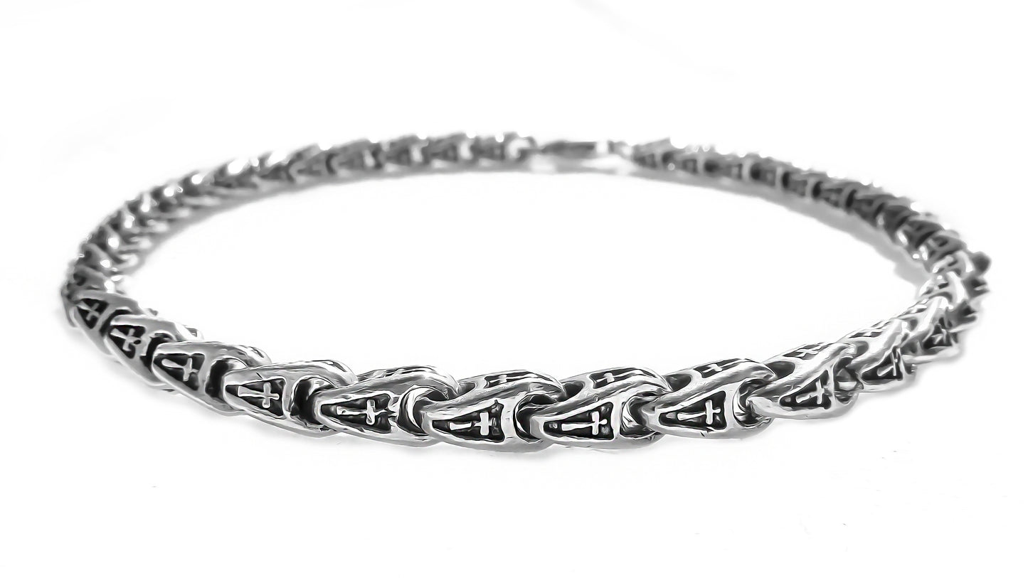 Mens Silver Bracelet Sterling Silver | Heavy Cross Chain | Qutahia Jewellery