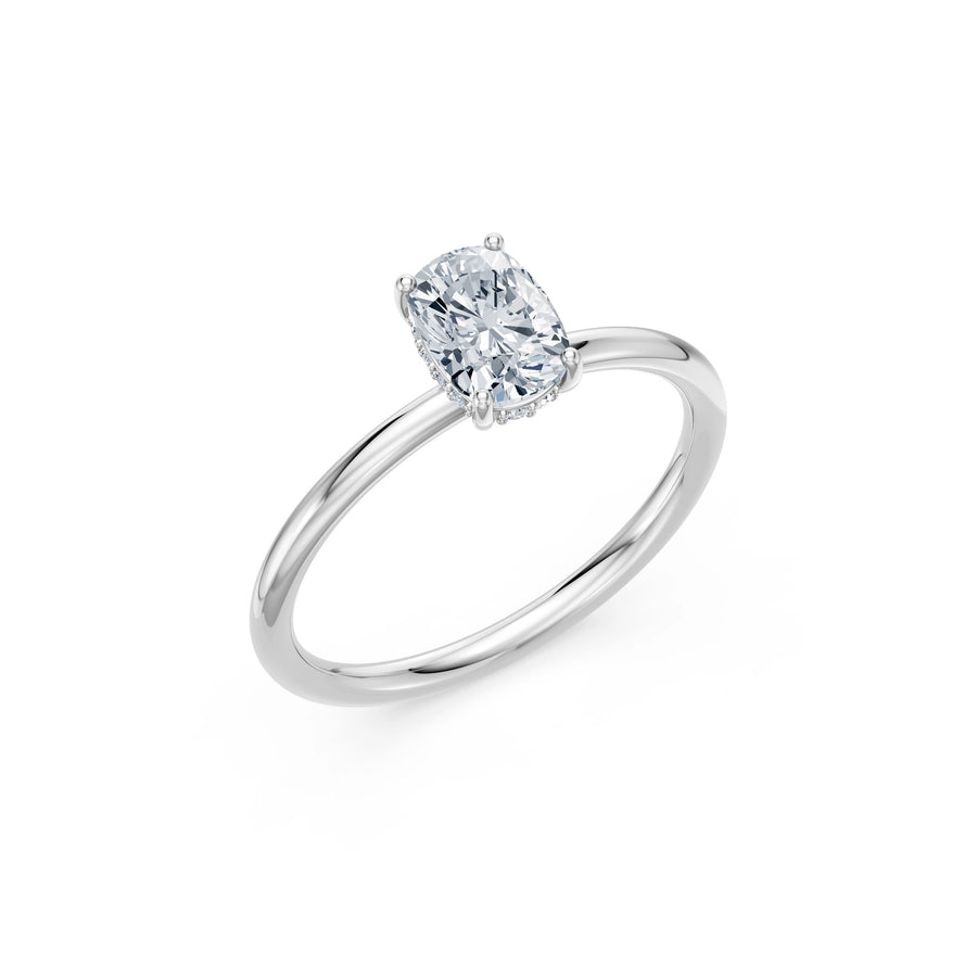 Cushion Lab Grown Diamond Micro Pave Engagement Ring 1.0ct by Qutahia Jewellery