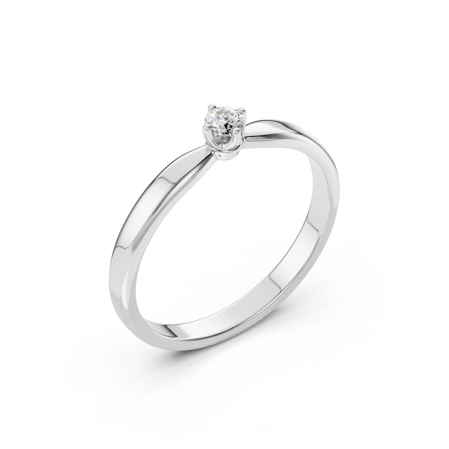 Solitaire Diamond Ring Round 0.1ct by Qutahia Jewellery