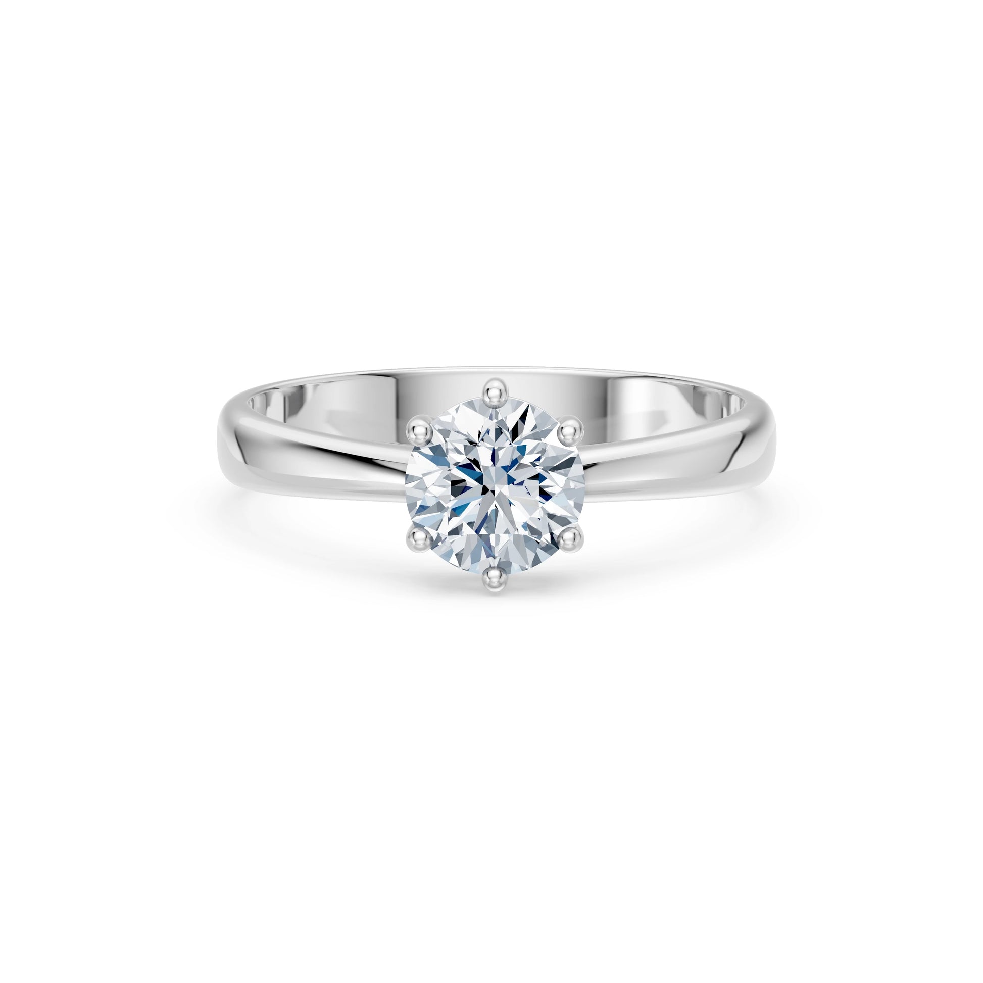 Round Brilliant Diamond Classic Solitaire Engagement Ring 1.0ct by Qutahia Jewellery