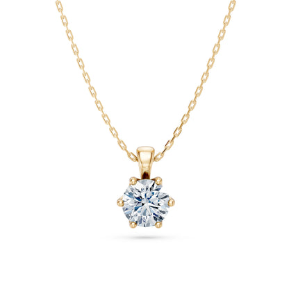 Round Brilliant Diamond Classic Solitaire Necklace 0.7ct by Qutahia Jewellery