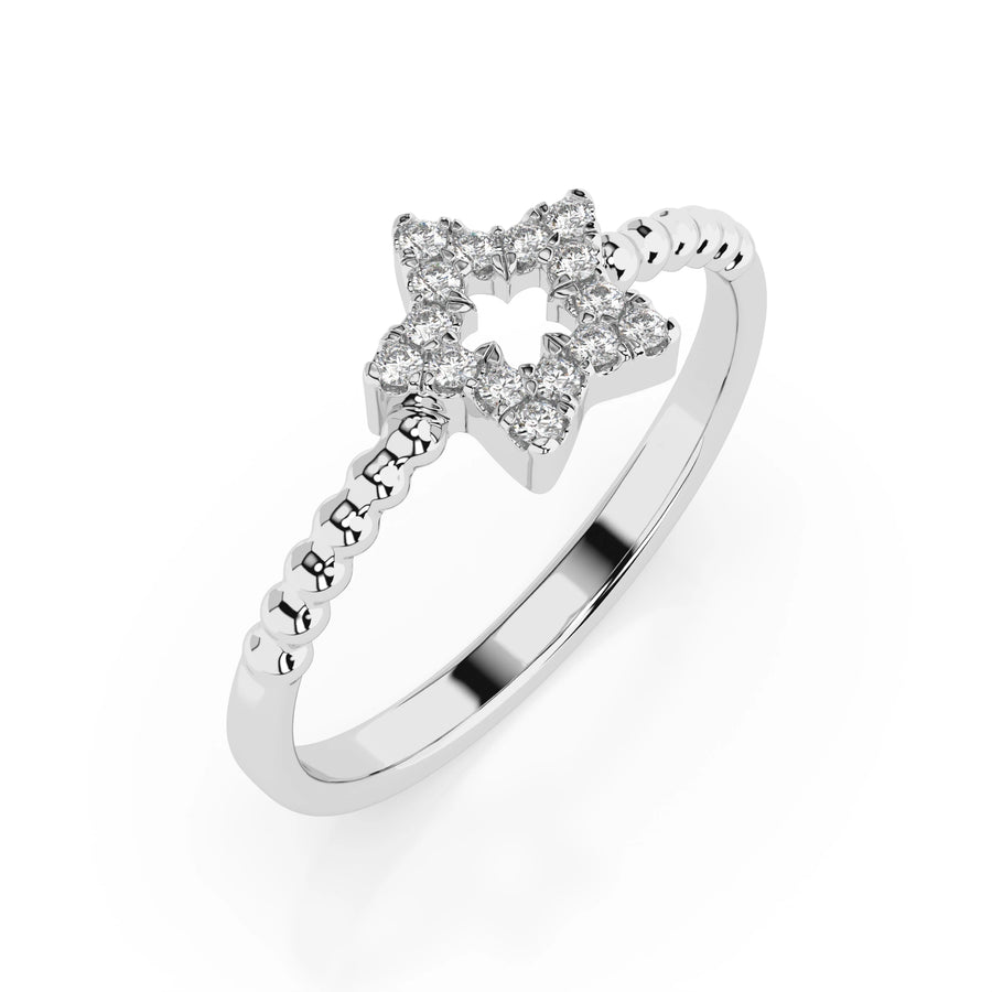 Minimalist Diamond Ring Round 0.09ct by Qutahia Jewellery