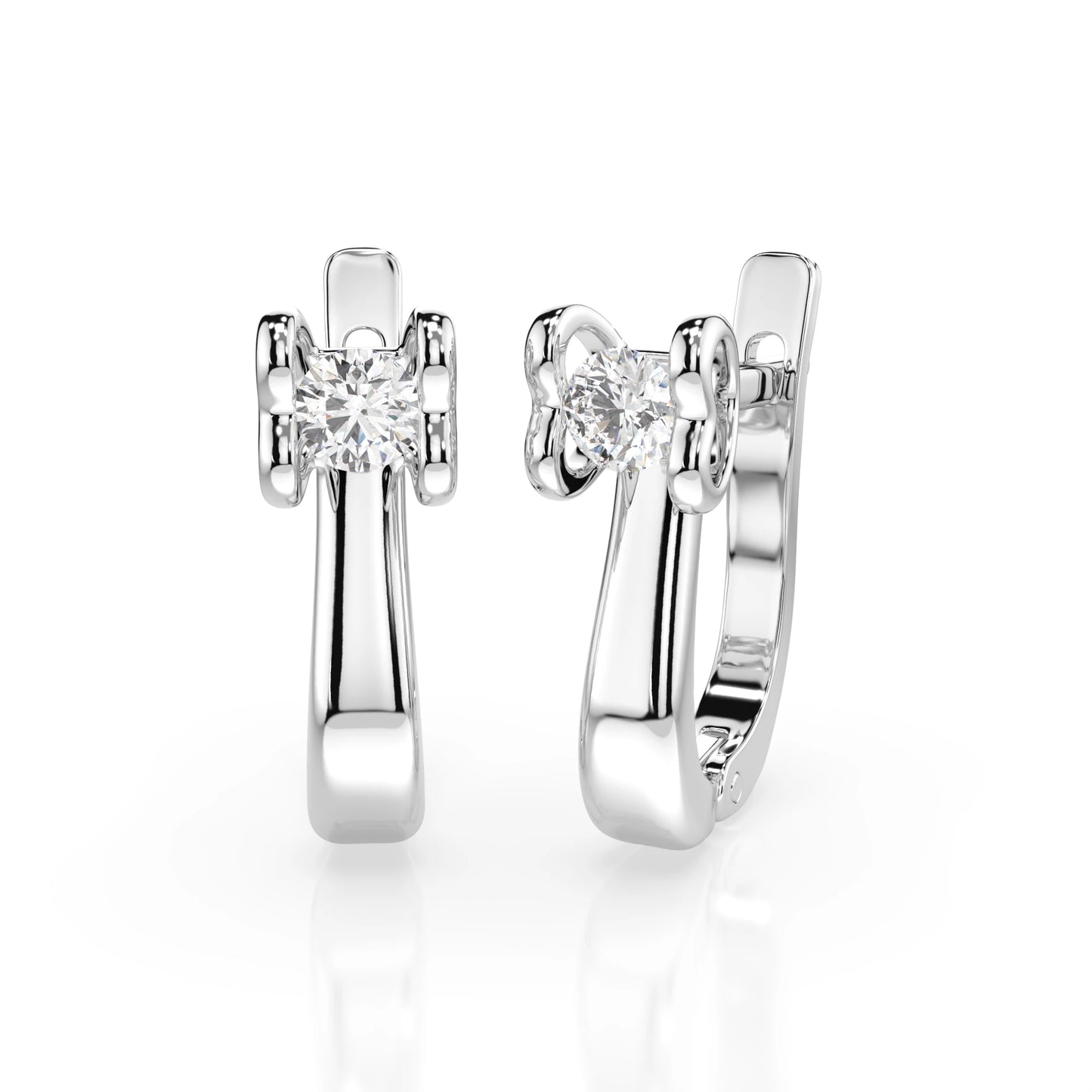 Solitaire English Lock Earring (Round), 0.2 ct — 102-10013(3.0)