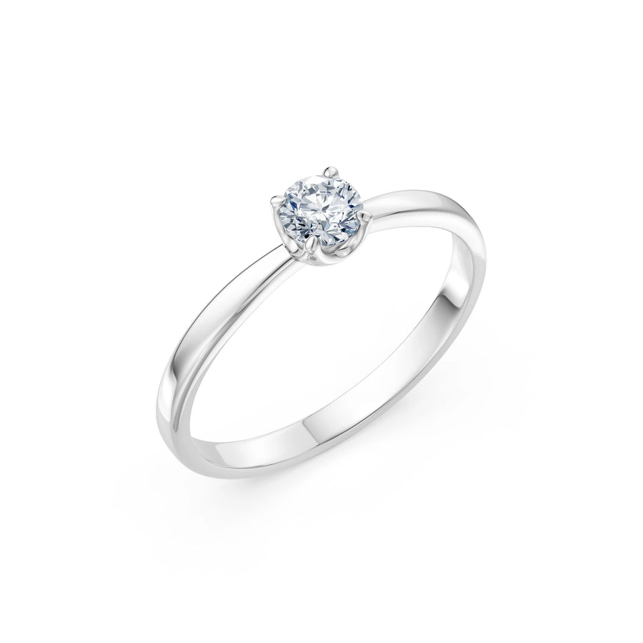 Solitaire Diamond Ring Round Brilliant 0.3ct by Qutahia Jewellery