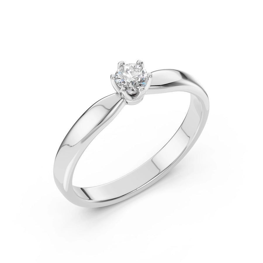 Solitaire Diamond Ring Round 0.15ct by Qutahia Jewellery