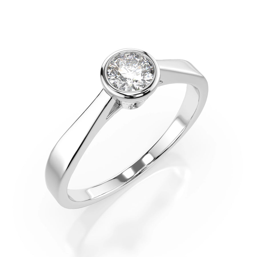 Solitaire Diamond Ring Round 0.2ct by Qutahia Jewellery
