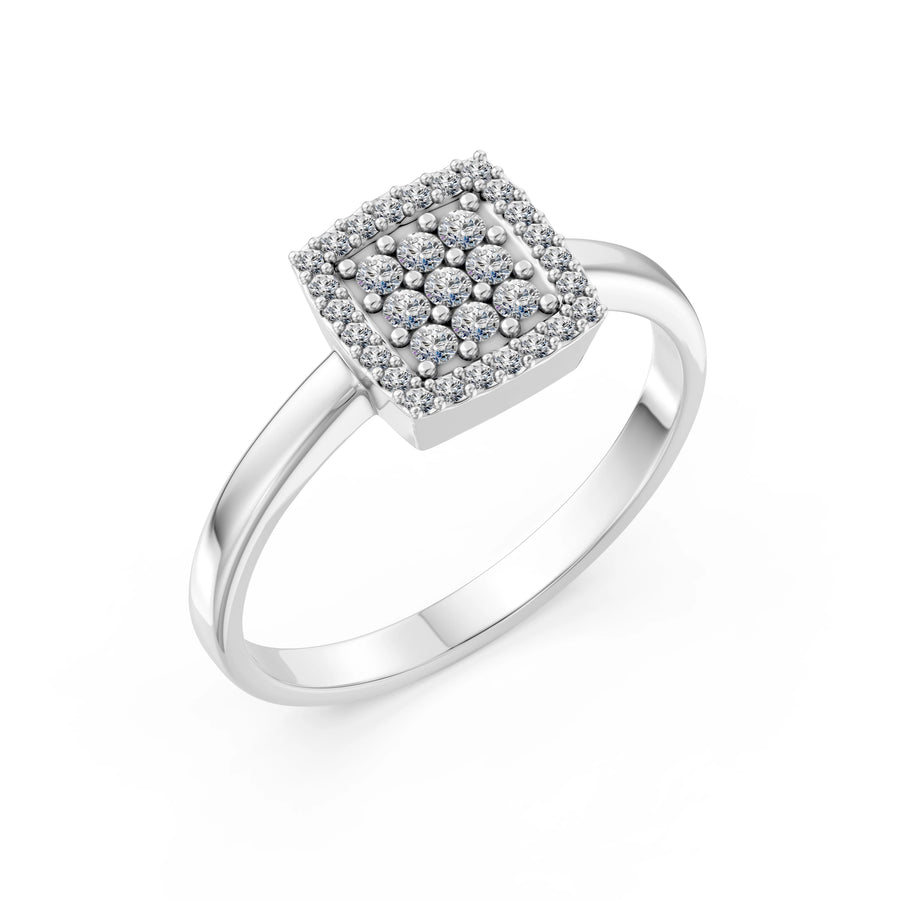 Minimalist Diamond Ring Round Brilliant 0.12ct by Qutahia Jewellery