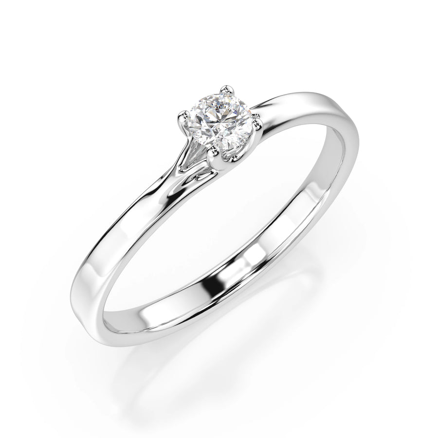 Solitaire Diamond Ring Round 0.1ct by Qutahia Jewellery