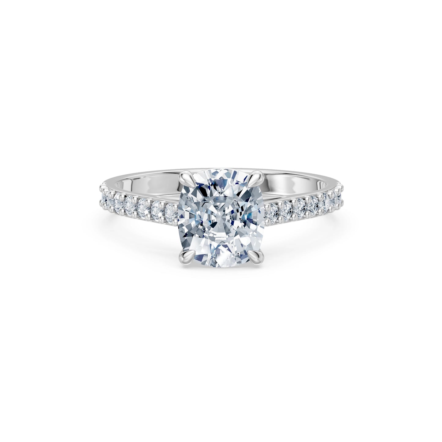 Cushion Lab Grown Diamond Slim Pave Eternity Ring 2.0ct by Qutahia Jewellery