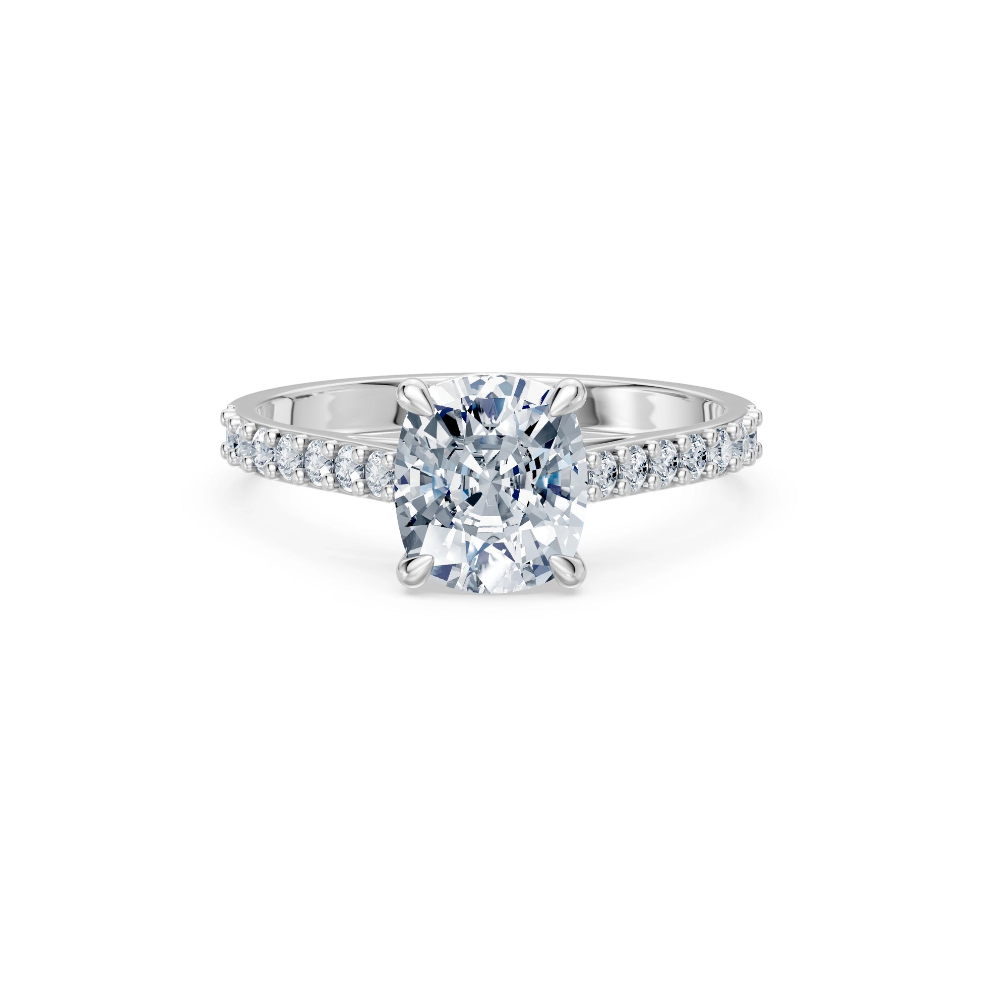 Cushion Lab Grown Diamond Slim Pave Eternity Ring 2.0ct by Qutahia Jewellery