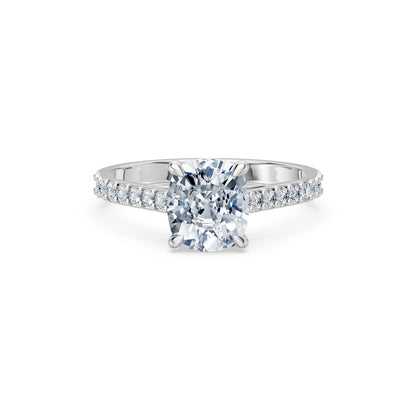 Cushion Lab Grown Diamond Slim Pave Eternity Ring 2.0ct by Qutahia Jewellery