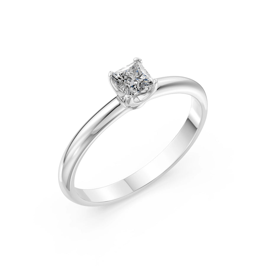 Solitaire Diamond Ring Princess 0.4ct by Qutahia Jewellery