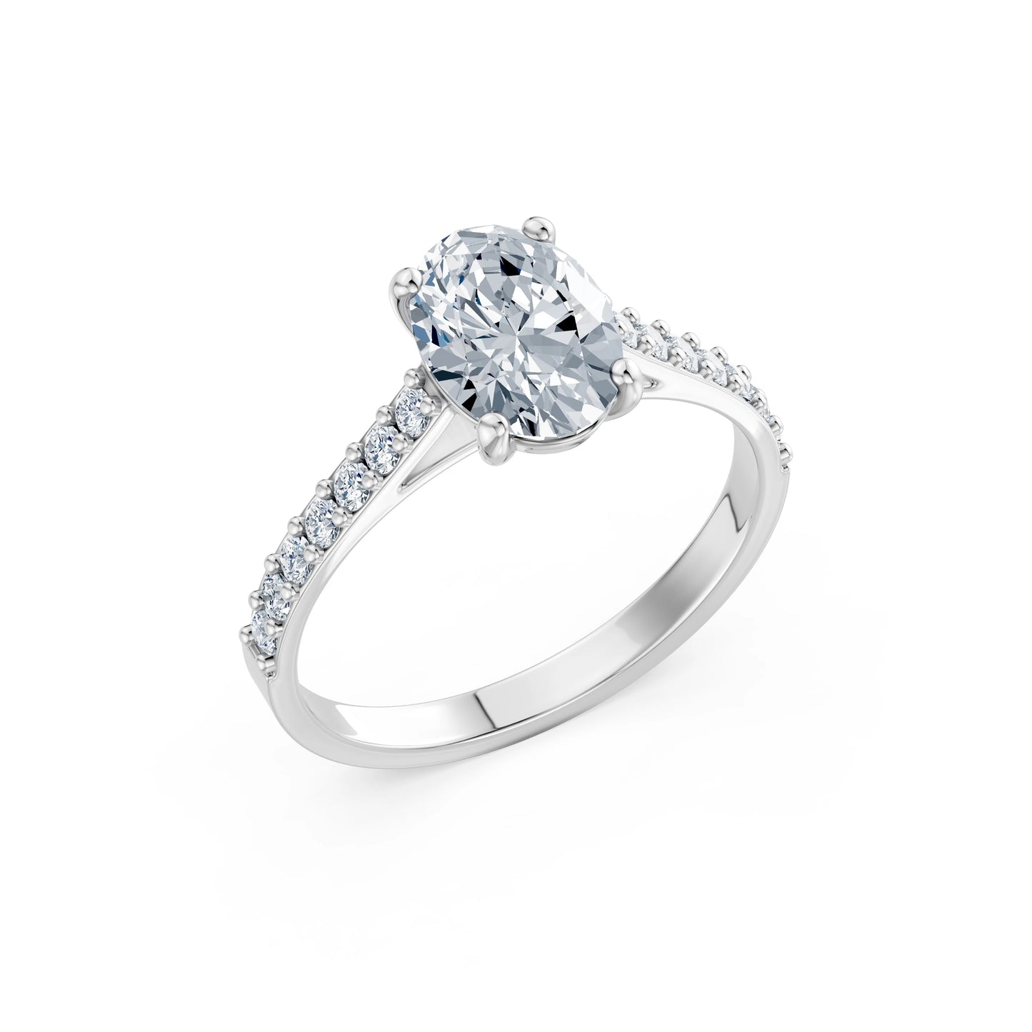 Oval Lab Grown Diamond Slim Pave Eternity Ring 1.5ct by Qutahia Jewellery