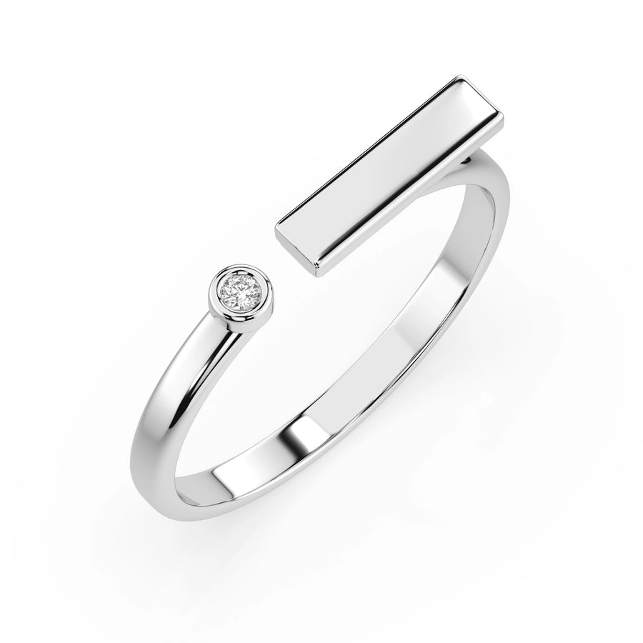Minimalist Diamond Ring Round 0.02ct by Qutahia Jewellery