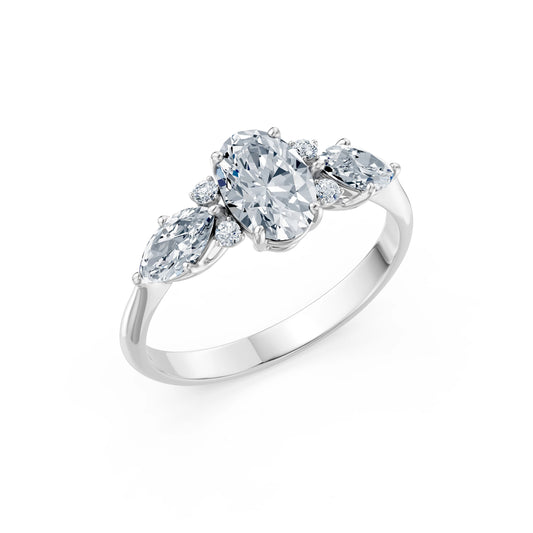 Oval Lab Grown Diamond Side Stone Eternity Ring 1.0ct by Qutahia Jewellery