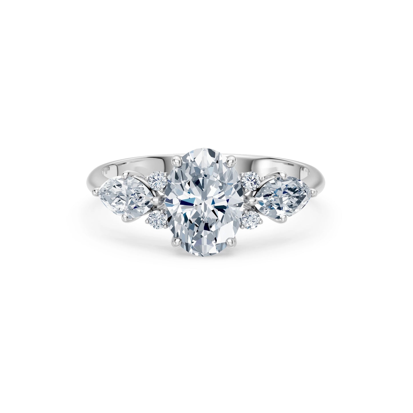 Oval Lab Grown Diamond Side Stone Eternity Ring 1.5ct by Qutahia Jewellery