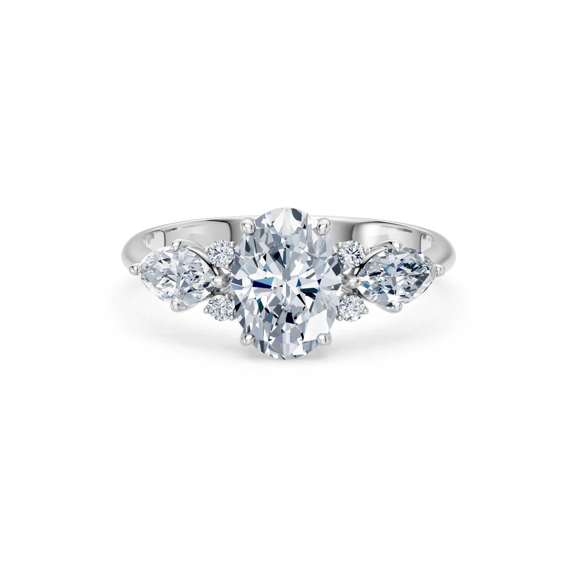 Oval Lab Grown Diamond Side Stone Eternity Ring 1.5ct by Qutahia Jewellery