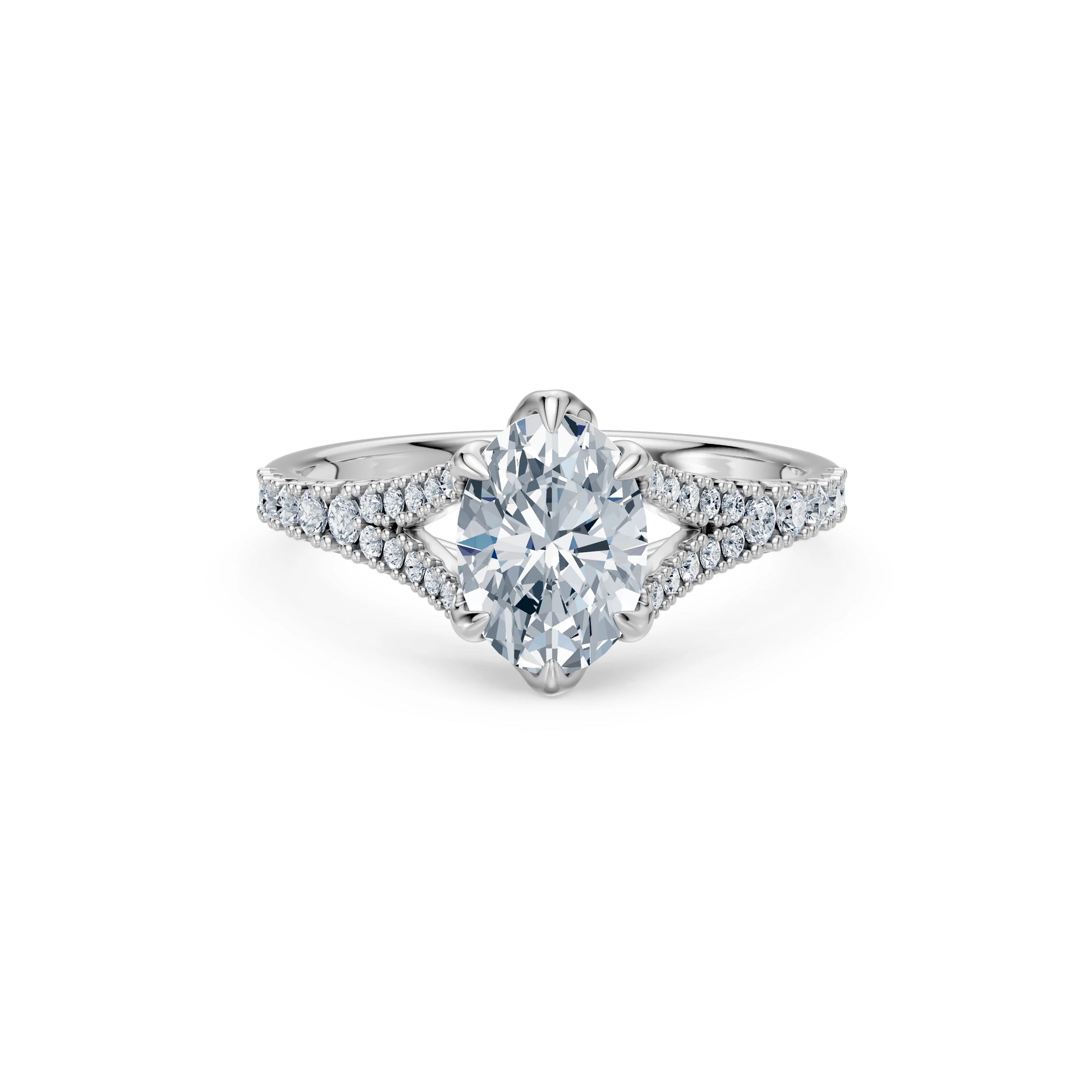 Oval Lab Grown Diamond Micro Pave Eternity Ring 1.5ct by Qutahia Jewellery