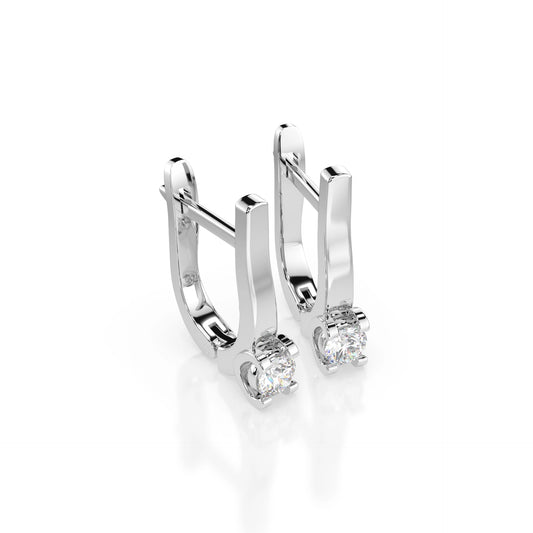 Solitaire English Lock Earring (Round), 0.2 ct — 102-10022(3.0)