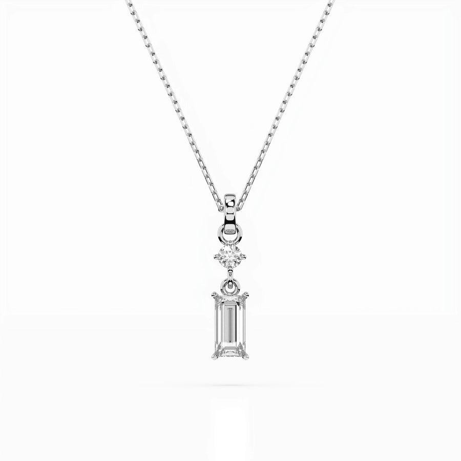 Diamond Pendant Necklace Baguette 0.04ct by Qutahia Jewellery