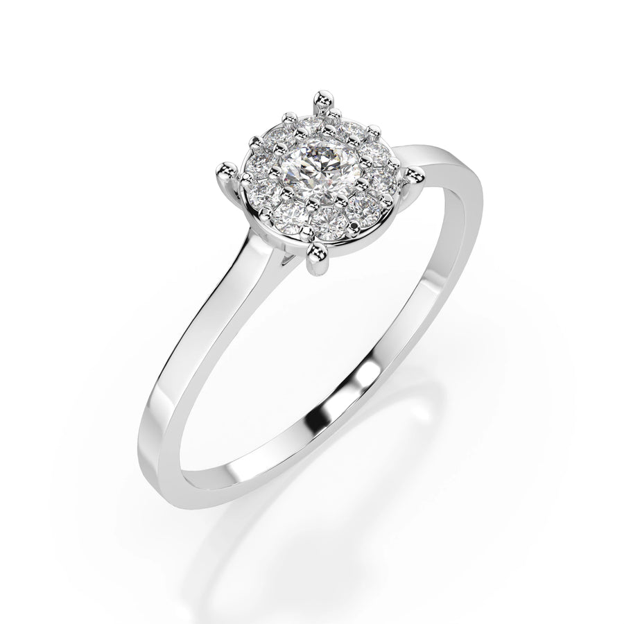 Solitaire Eternity Diamond Ring Round 0.1ct by Qutahia Jewellery