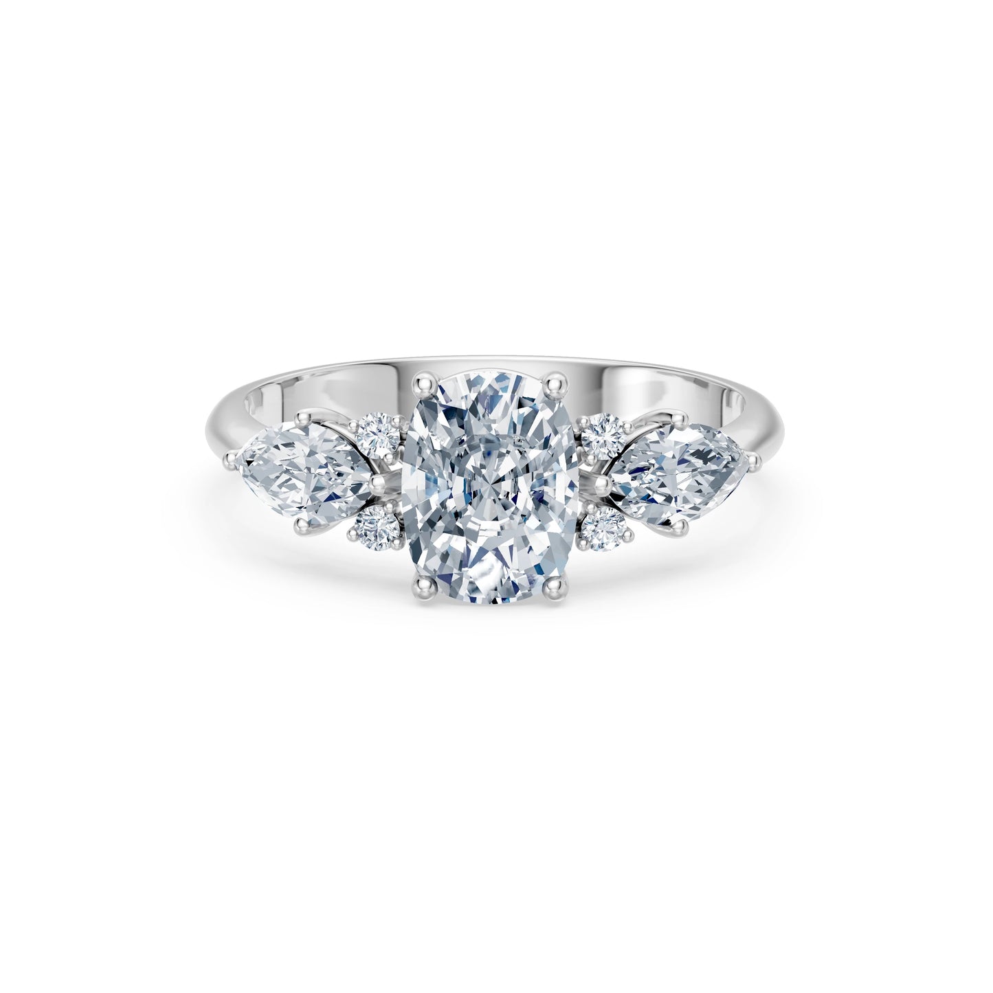 Cushion Lab Grown Diamond Side Stone Eternity Ring 1.5ct by Qutahia Jewellery