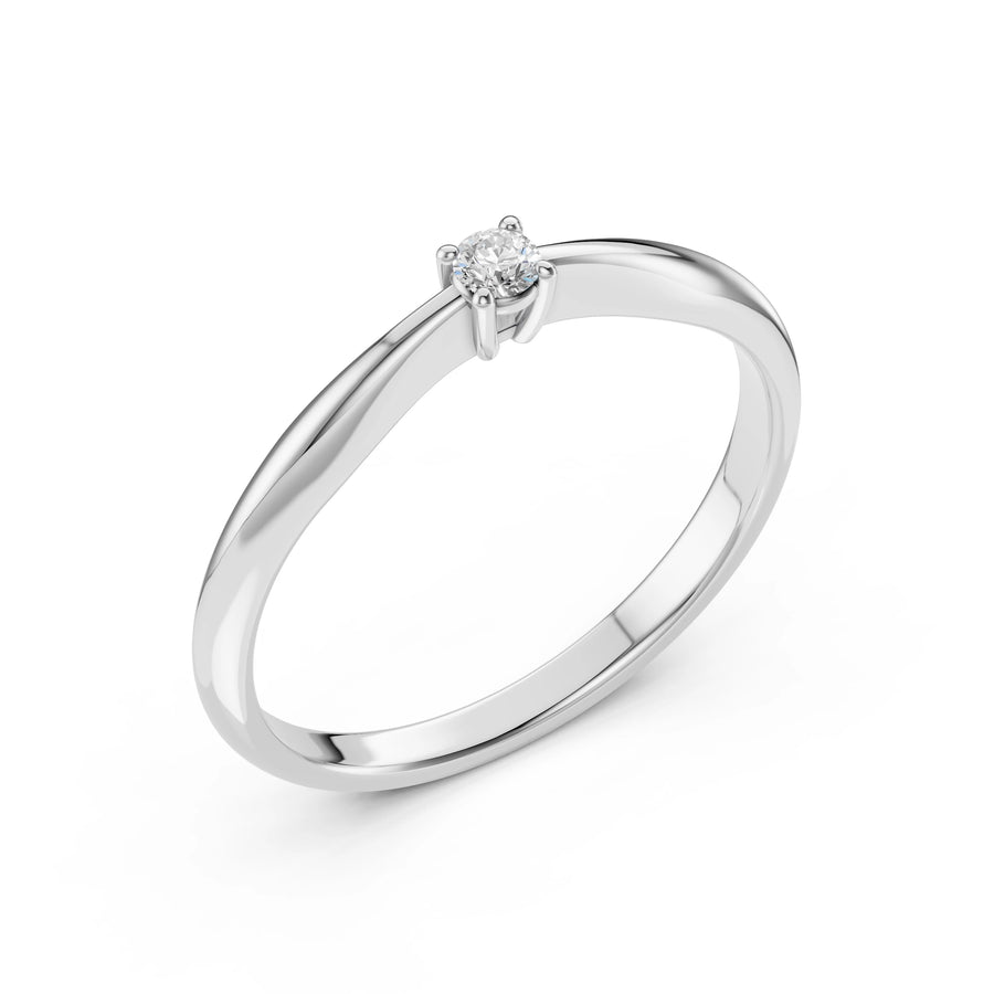 Solitaire Diamond Ring Round 0.06ct by Qutahia Jewellery
