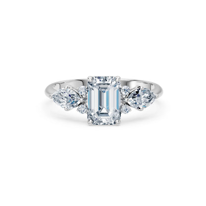 Emerald Lab Grown Diamond Side Stone Eternity Ring 1.5ct by Qutahia Jewellery
