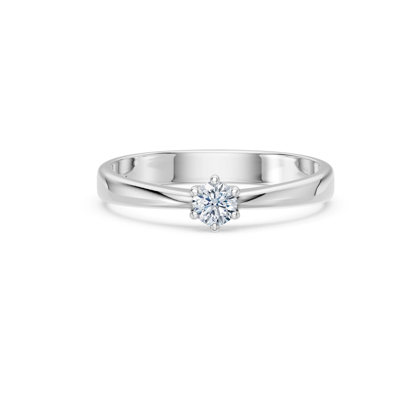 Round Brilliant Diamond Classic Solitaire Engagement Ring 0.2ct by Qutahia Jewellery
