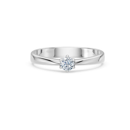 Round Brilliant Diamond Classic Solitaire Engagement Ring 0.2ct by Qutahia Jewellery
