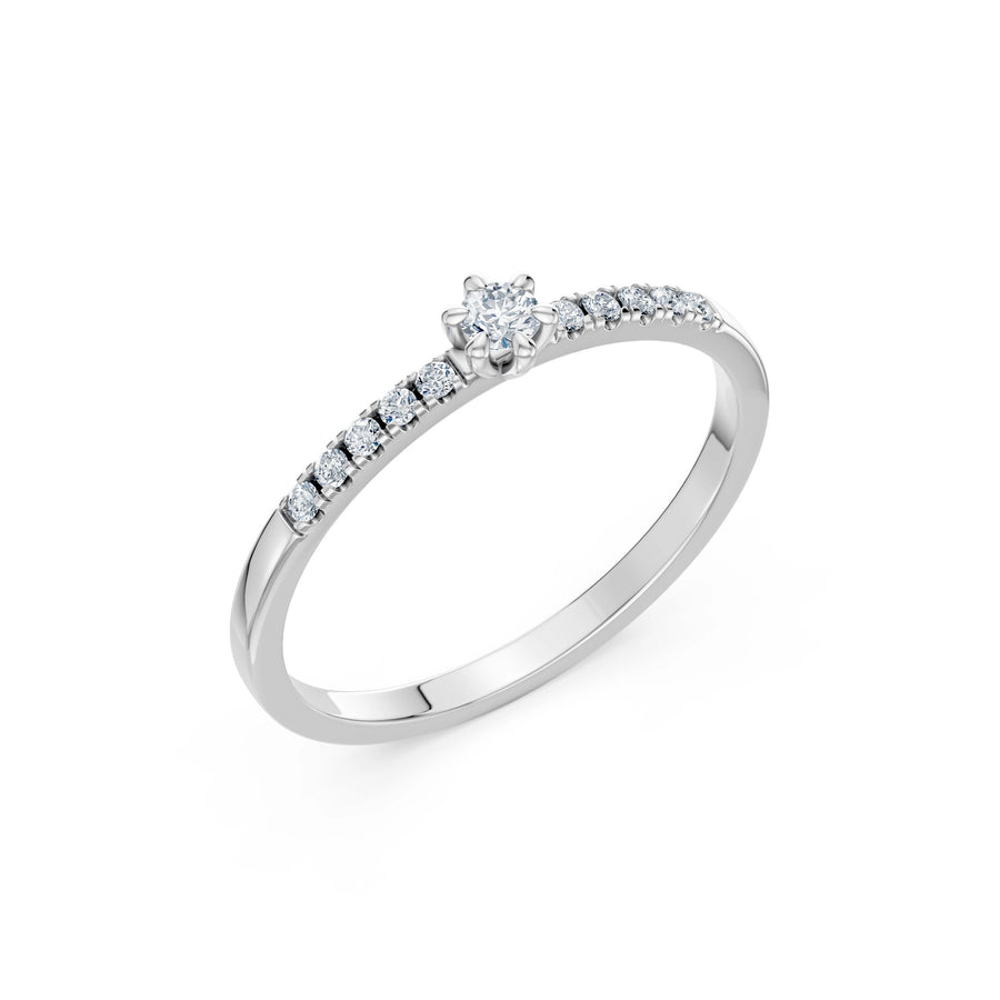 Solitaire Eternity Diamond Ring Round Brilliant 0.07ct by Qutahia Jewellery