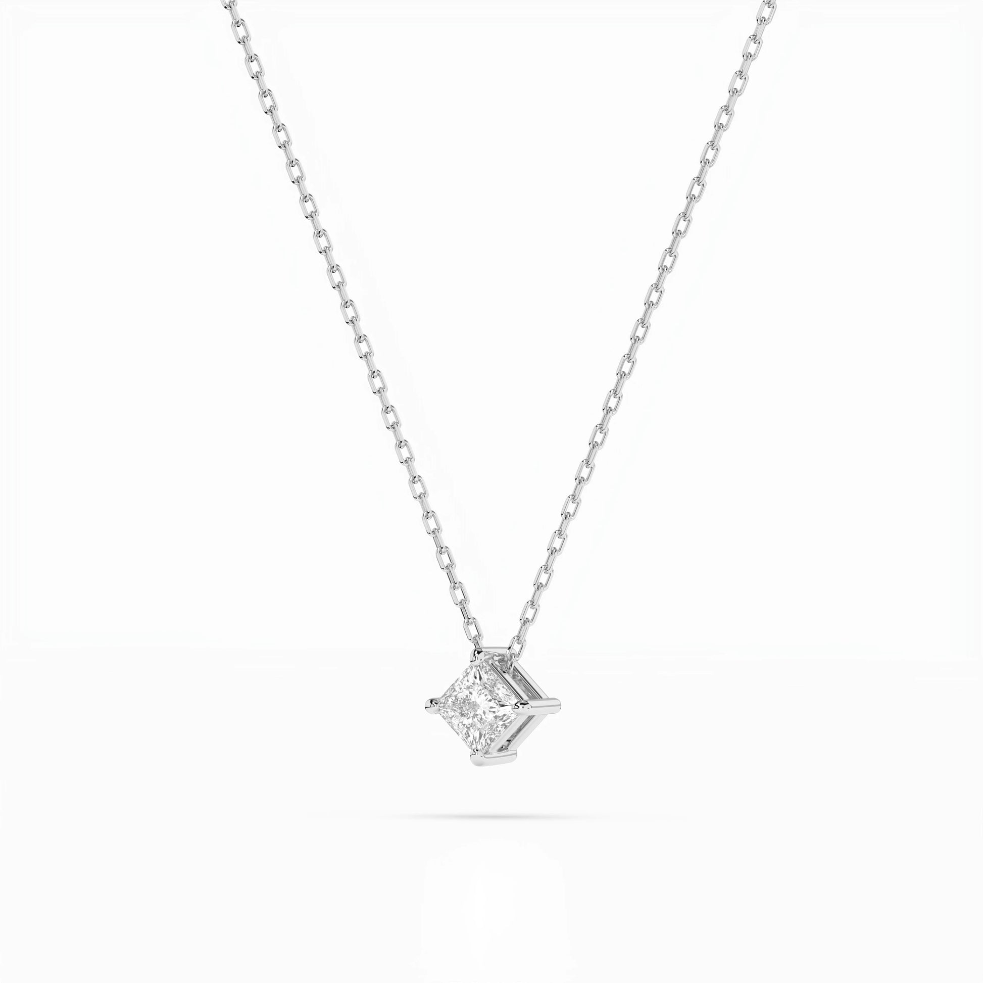 Solitaire Necklace (Princess), 0.1 ct — 104-10055(2.5)PR