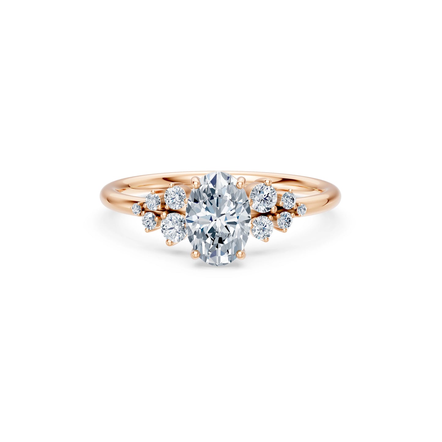 Oval Lab Grown Diamond Classic Pave Eternity Ring 1.0ct by Qutahia Jewellery