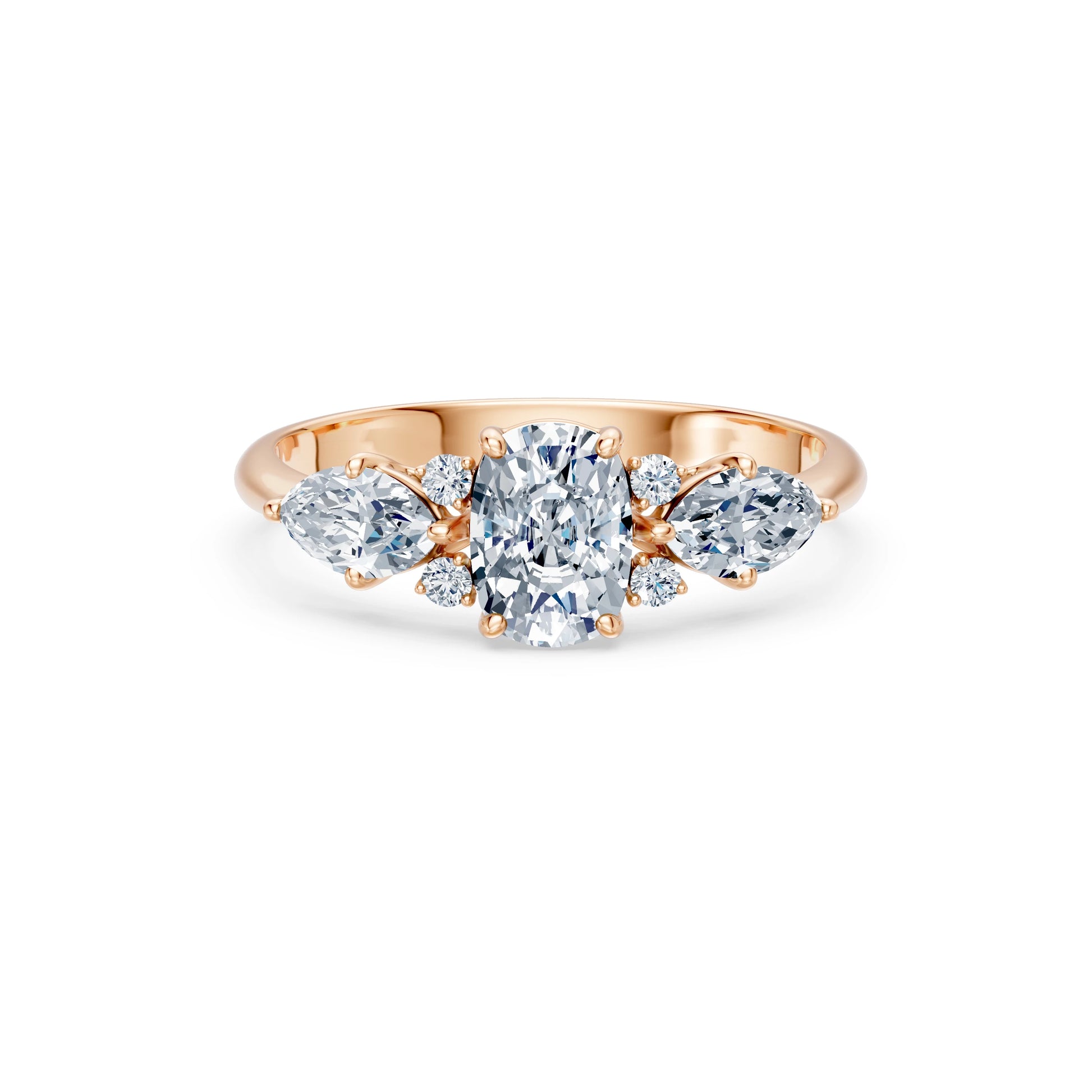 Cushion Lab Grown Diamond Side Stone Eternity Ring 1.0ct by Qutahia Jewellery