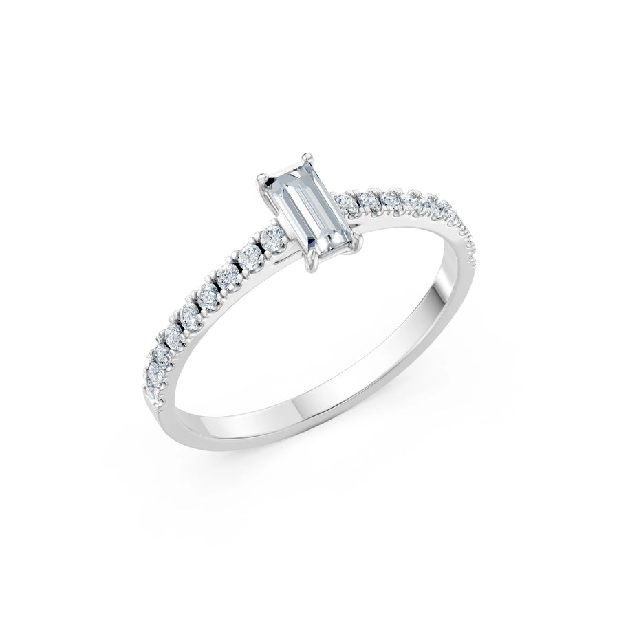 Solitaire Eternity Diamond Ring Baguette 0.3ct by Qutahia Jewellery